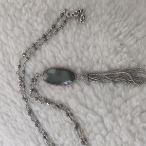 Lucky Brand Reversible Mother of Pearl Tassel Necklace